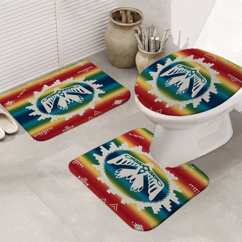 Powwow Store gb nat00077 thunderbird rainbow native american bathroom mat 3 pieces