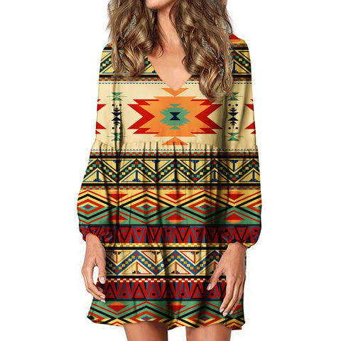 Powwow Store gb nat00351 geometric pattern design native swing dress