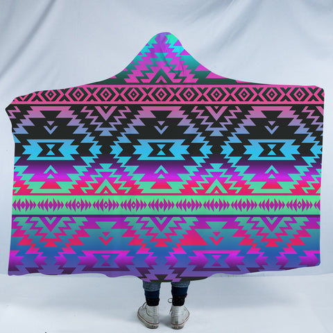 Powwow StoreHDB001 Pattern Native American Design Hooded Blanket
