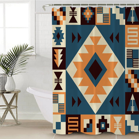 Powwow Store gb nat00427 navy arrow pattern shower curtain
