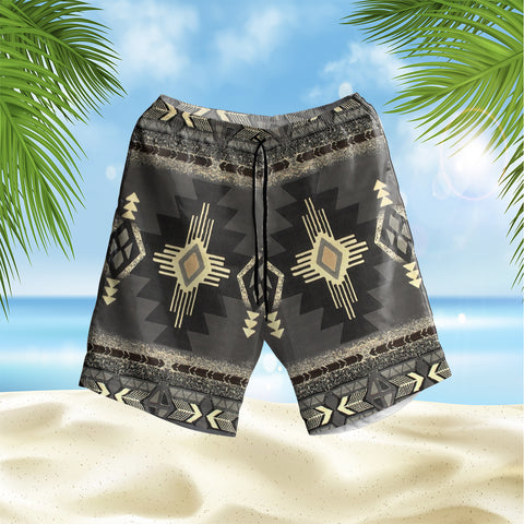 Powwow StoreGBHS00014 Pattern Black Hawaiian Shorts