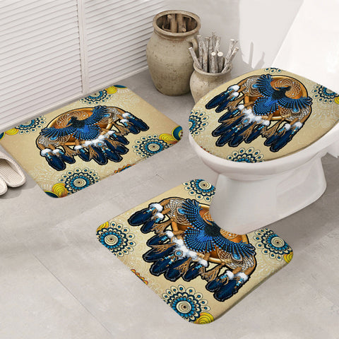 Powwow Store gb nat00131 blue thunderbird native american bathroom mat 3 pieces