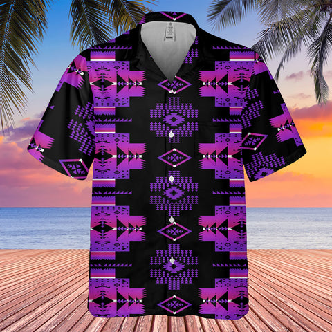 Powwow StoreGBNAT00720 Pattern Black Hawaiian Shirt 3D