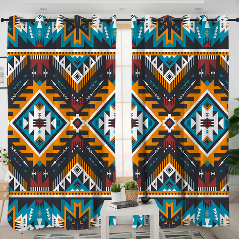 Powwow Store gb nat00406 yellow aztec geometric living room curtain