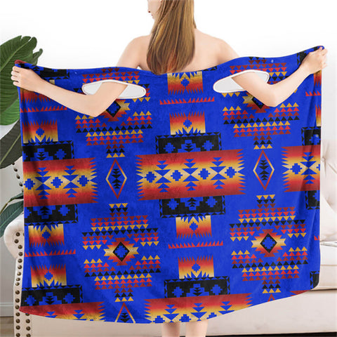 Powwow StoreGBNAT0004606  Dark Blue Native Women Wearable  BathRobe