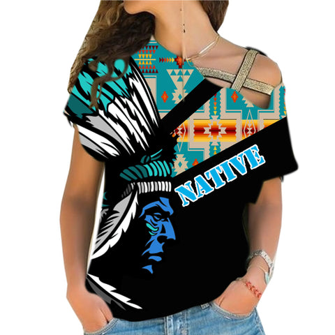 Powwow StoreCRS0001226 Native American Cross Shoulder Shirt
