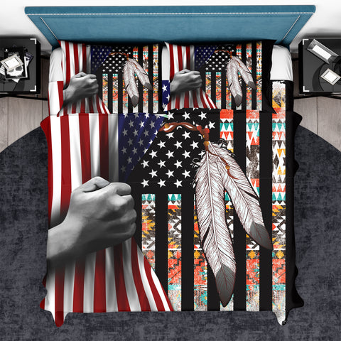 Powwow Store gb nat00108 03 flag feather bedding sets
