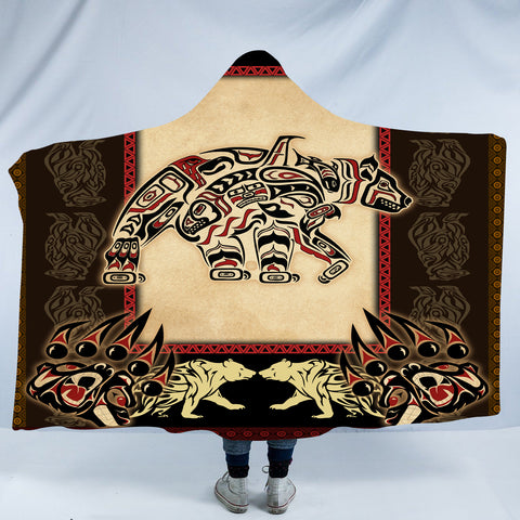 Powwow StoreHDB012 Pattern Native American Design Hooded Blanket