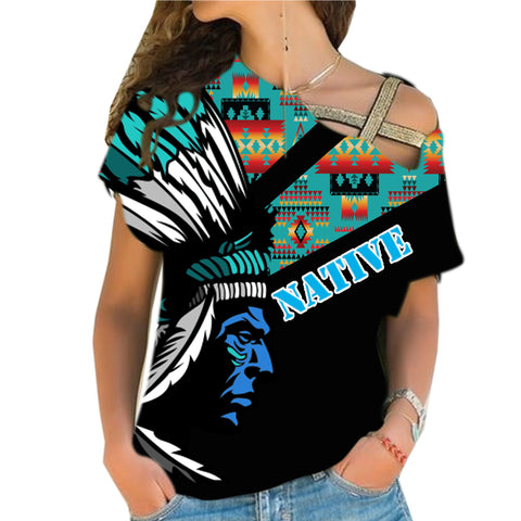 Powwow StoreCRS0001225 Native American Cross Shoulder Shirt
