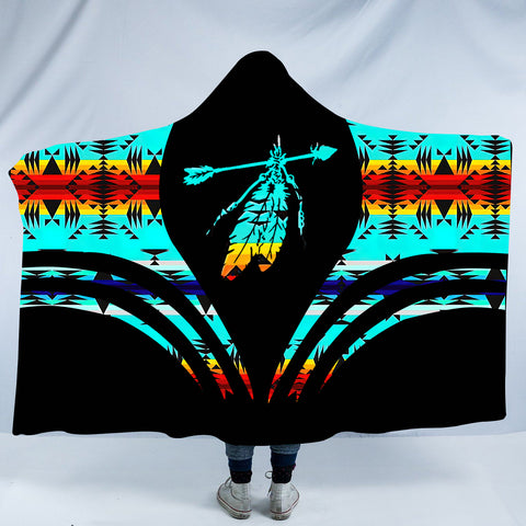 Powwow StoreHDB00116 Pattern Native American Design Hooded Blanket