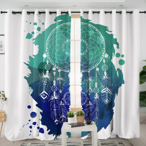 Powwow Store gb nat00376 blue green dream catcher living room curtain