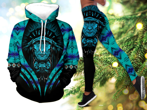 Powwow StoreHLS0014 Chief Native 3D Hoodie Legging Set