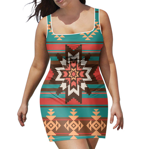 Powwow Store gb nat00320 ethnic ornament seamless pattern neckline dress