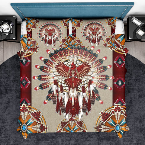 Powwow Store bds 00020 red thunderbird mandala bedding set