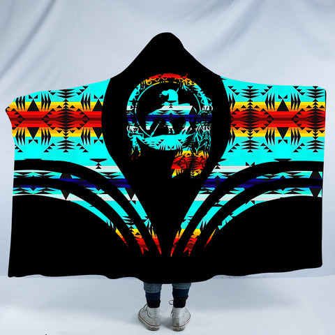 Powwow StoreHDB00115 Pattern Native American Design Hooded Blanket