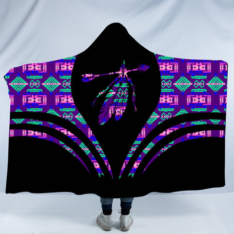 Powwow StoreHDB00114 Pattern Native American Design Hooded Blanket