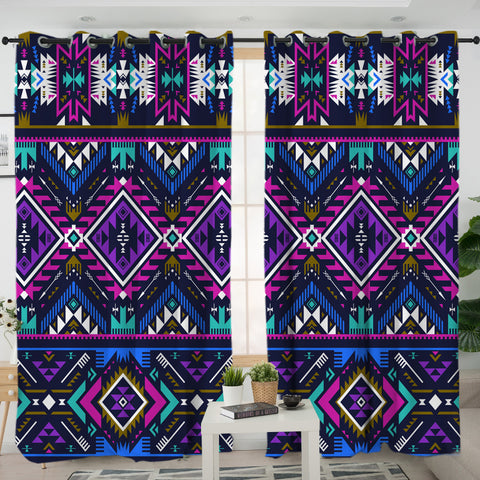 Powwow Store gb nat00380 purple tribe pattern living room curtain