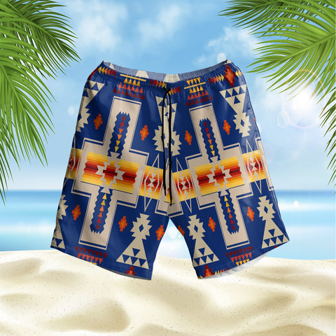 Powwow Store gb nat00062 04 navy design hawaiian shorts