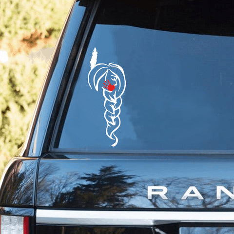 Powwow Store girl native red decal car sticker