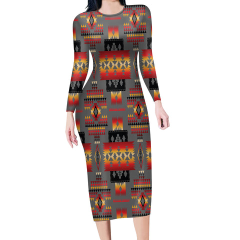 Powwow Store gb nat00046 11gray tribe pattern native american body dress