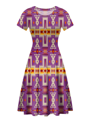 Powwow Store gb nat00062 07 light purple tribe design round neck dress