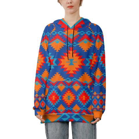 Powwow StoreGBNAT00520 Red & Yellow Geometric 3D Long Hoodies