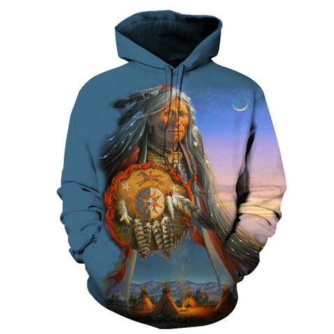 Blue Dreamcatcher Native American All Over Hoodie no link - Powwow Store