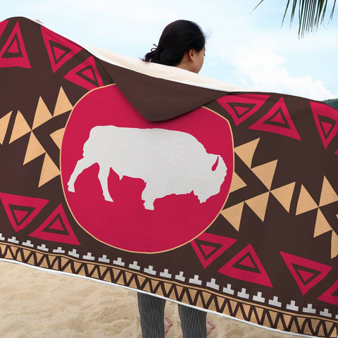 Brown Bison Native American Pride Hooded Blanket - Powwow Store