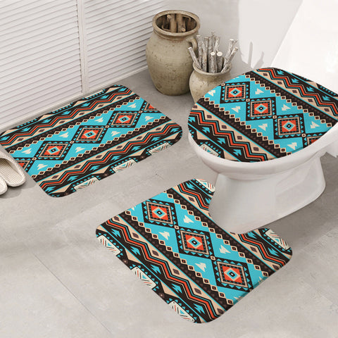 Powwow Store gb nat00319 tribal line shapes ethnic pattern bathroom mat 3 pieces