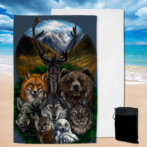 Powwow Store gb nat00237 wolf with animal pool beach towel