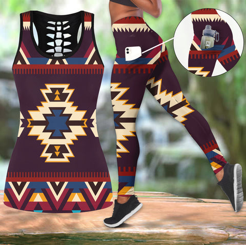 Powwow StoreGBNAT00736 Native Tribes Pattern Native Tank Top And Legging Pocket Set