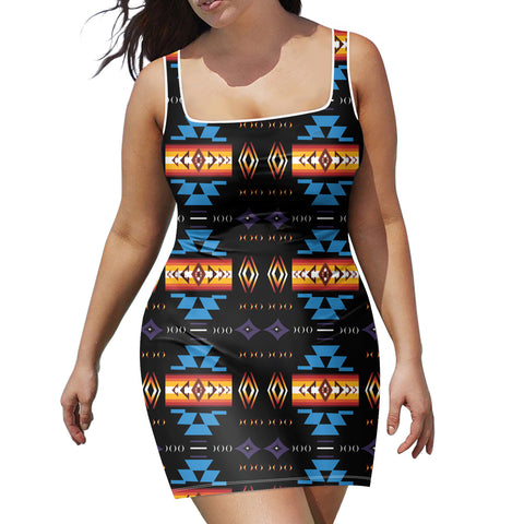 Powwow Store gb nat00363 blue pattern neckline dress