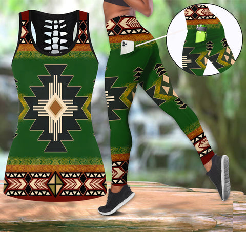 Powwow StoreGBNAT0001 Native Tribes Pattern Native Tank Top And Legging Pocket Set