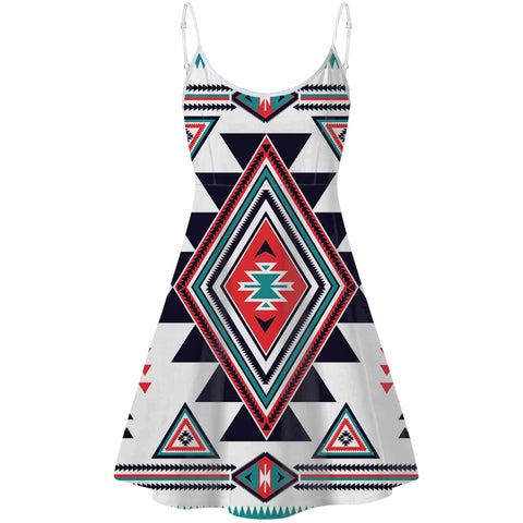 Powwow Store gb nat00146 white geometric native american strings dress