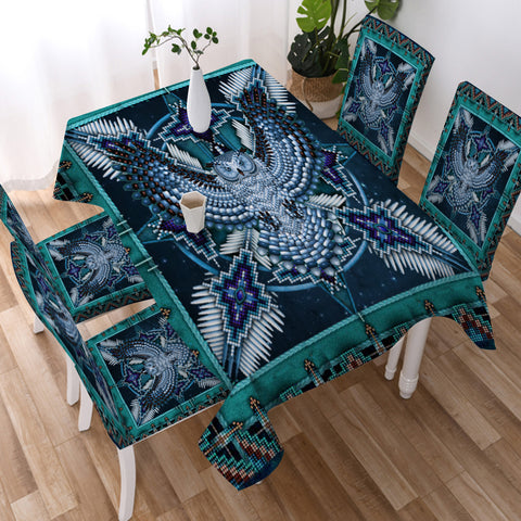 Powwow StoreTB0002 Pattern Blue Mandala American Tablecloth