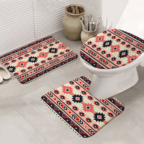 Powwow Store gb nat00375 pink navy pattern native bathroom mat 3 pieces