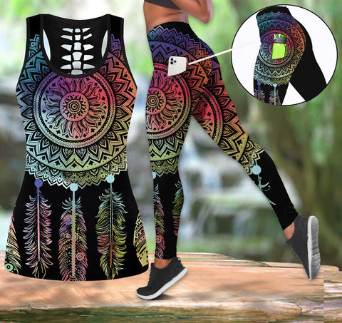 Powwow StoreGBNAT00151 Native Tribes Pattern Native Tank Top And Legging Pocket Set