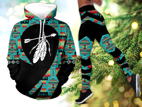 Powwow StoreHLS00287 Pattern Native 3D Hoodie Legging Set