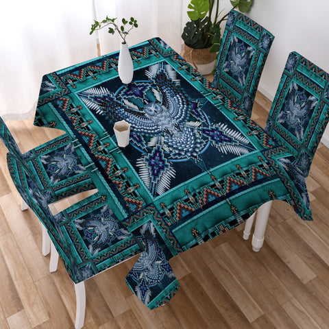 Powwow StoreTB0003 Pattern Blue Mandala American Tablecloth