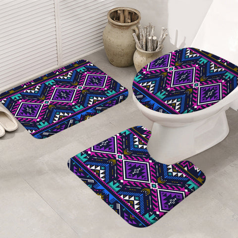 Powwow Store gb nat00380 purple tribe pattern bathroom mat 3 pieces