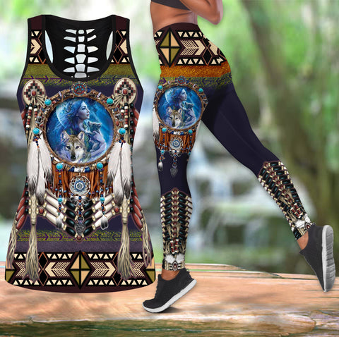 Powwow StoreCOMB2026 Mandala Blue Pattern Tank Top And Legging Sets