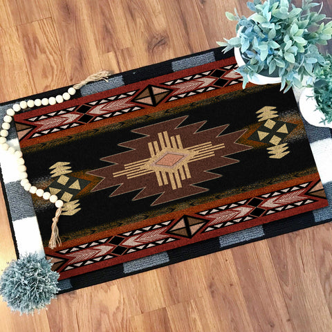 Powwow Store gb nat00139 brown geometric native doormat