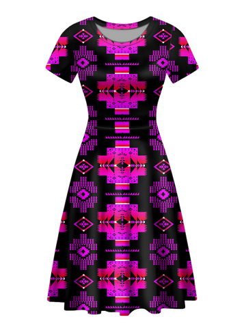 Powwow StoreGBNAT0072009 Native Tribes Pattern Round Neck Dress