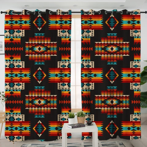 Powwow Store gb nat00402 black pattern native living room curtain