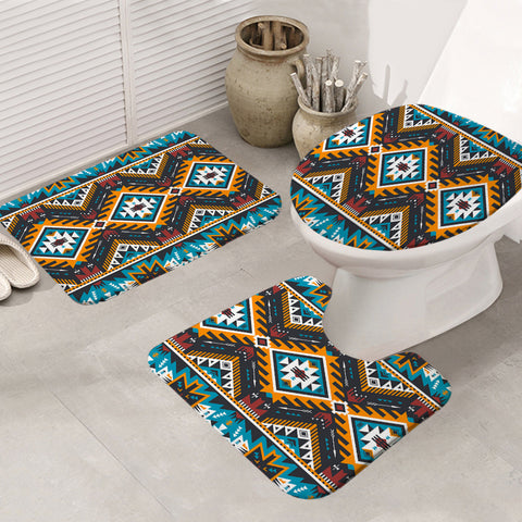 Powwow Store gb nat00406 yellow aztec geometric bathroom mat 3 pieces