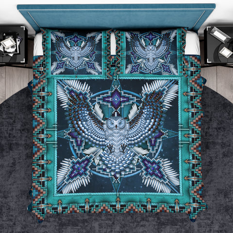 Powwow StoreBDS00024  Blue Mandala Thunderbird Native  Native Bedding Set