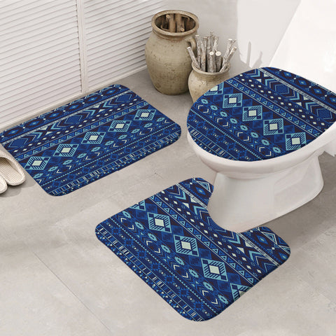 Powwow Store gb nat00407 navy pattern native bathroom mat 3 pieces