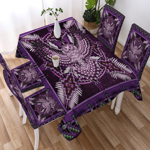 Powwow StoreTB0009 Purple Thunderbird Mandala American Tablecloth