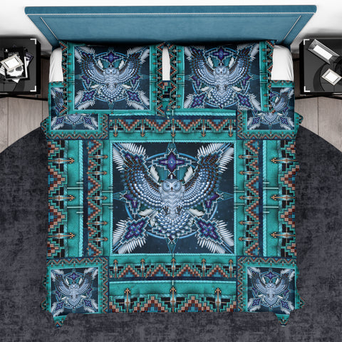 Powwow StoreBDS00025 Blue Mandala Thunderbird Native  Native Bedding Set