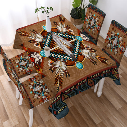Powwow StoreGBNAT00640 Pattern Brown Mandala American Tablecloth